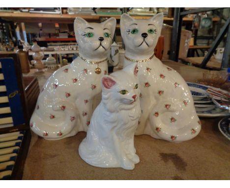 THREE CERAMIC CAT FIGURES 
