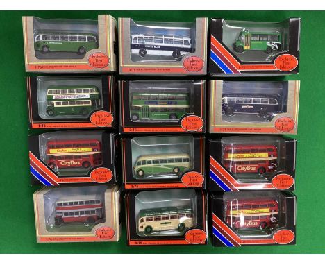 Twelve 1:76th Scale Diecast Model Buses by EFE to include #15629 RM Routemaster - Southampton City Bus, boxed.