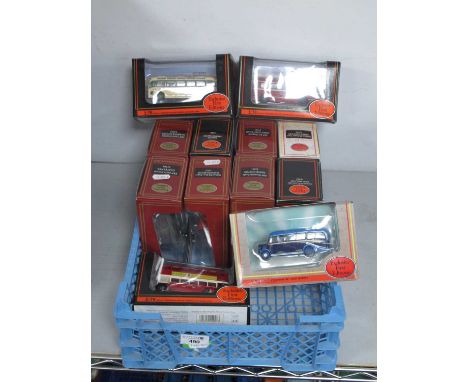 Twelve 1:76th Scale Diecast Model Buses and Commercial Vehicles by EFE including #33002 ERF 2 axle Dropside - Harris &amp; Mi