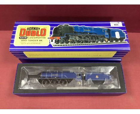 A Hornby 'OO' (China) Ref No R30109 2 Rail Coronation Class 4-6-2 Steam Tender Locomotive "City of Lichfield" BR blue R/No 46