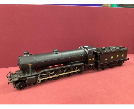 A Brass 'O' Gauge/7mm Kit Built 2-8-0 Steam Locomotive with Six Wheel Tender, finished in satin black, R/No 3490 to cab L.N.E