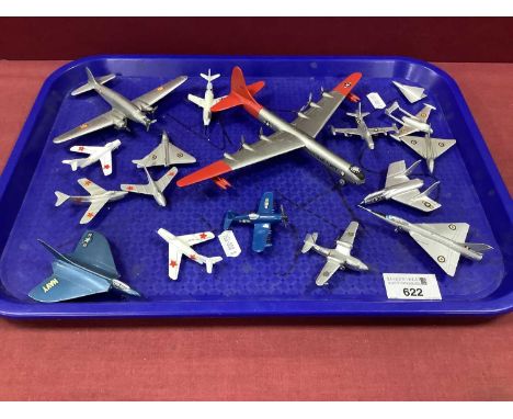 Quantity of Mid XX Century Military Diecast Aircraft by Mercury and Solido, including Fiat G212 and Convair RB36E, often Cold