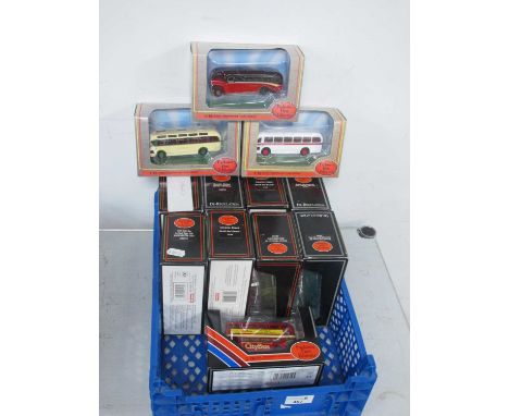 Twelve 1:76th Scale Diecast Model Buses by EFE including #16229 Bristol Greyhound, boxed.