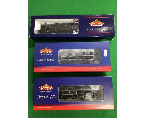 Three Bachmann 'OO' Gauge/4mm Boxed Tank Steam Locomotives, comprising Ref no 31-165NRM 2-4-2 L and Y.R Railway R/No 1008 an 