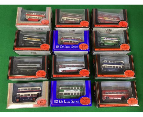 Twelve 1:76th Scale Diecast Model Buses by EFE including #12305 Grenadier Coach - Ellen Smith, boxed.