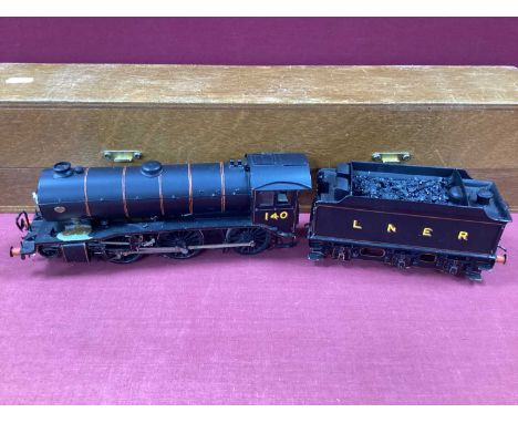 An 'O' Gauge/7mm Kit Built 2-6-0 (Mogul?) Steam Locomotive with Six Wheel Tender, L.N.E.R black with R/No 140; built/painted 