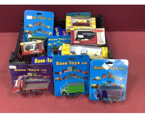 Approximately Twenty Five 1:76th Scale Lineside Compatible Diecast and Plastic Model Vehicles by Base Toys, Classix, Corgi an