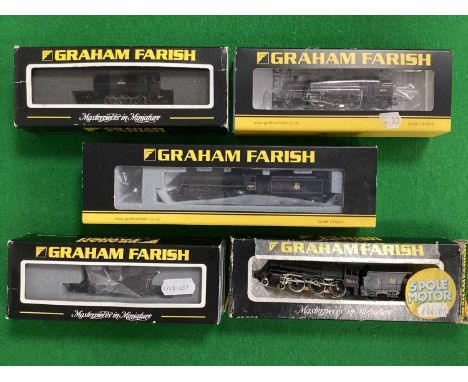 Five Graham Farash 'N' Gauge Boxed/Cased Steam Locomotives, comprising Ref No 1801 Black 5 4-6-0 L.M.S black R/No 5041 (poor 
