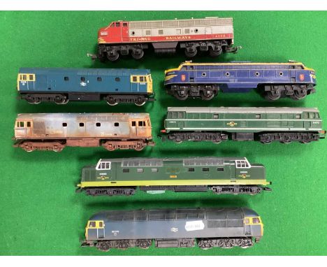 Seven 'OO' Gauge/4mm Unboxed Diesel Locomotives, comprising a Lima Class 33 BR blue R/No 5408, a Lima Class 33 R/No 33024, he