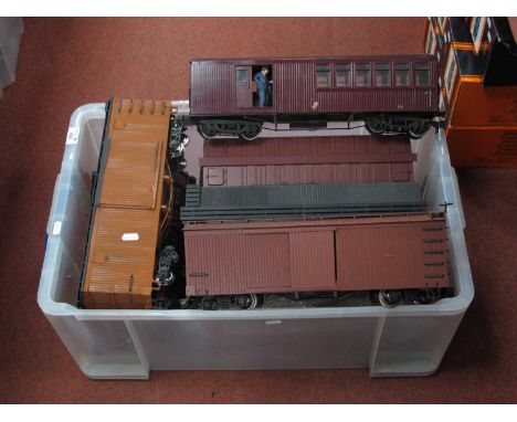 Twelve 'G' Gauge Unboxed items of Rolling Stock, comprising bogie box and stock wagons, various liveries by L.G.B, Bachmann a