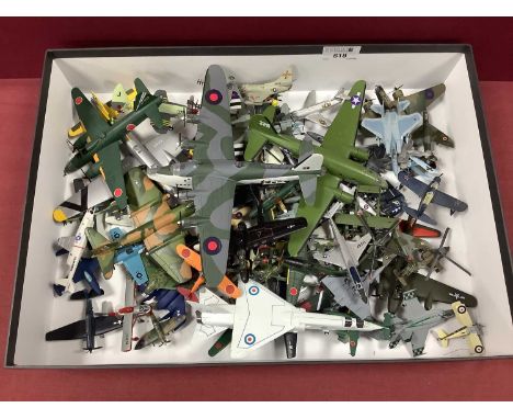 A Collection of Diecast and Plastic Model Aircraft by Corgi, Mercury, Dinky and other, various scales, small parts may be mis