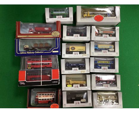 Seventeen 1:76th Scale Diecast Model Commercial Vehicles and Buses by EFE, Gilbow, Corgi including #33401 Bedford TK Artic Ta