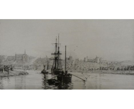 Harold Wyllie (1880-1973) vessels on the river Arun at Arundel, etching signed in pencil