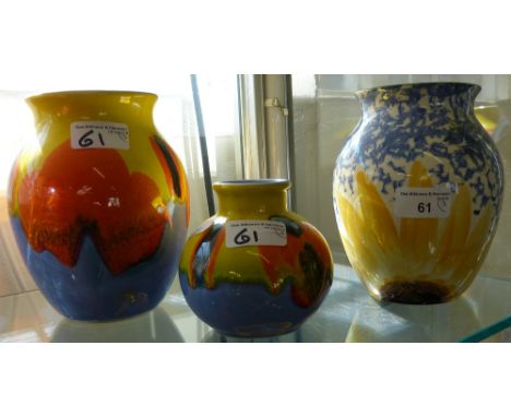 Three Poole pottery vases