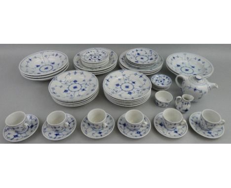 A Bing and Grondahl Danish tracery pattern part tea and dinner service, bearing c 1962-70 marks, comprising approximately 52 