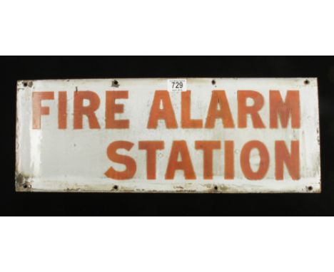 A double sided enameled sign 24" x 9" Fire Alarm Stations some enamel coming away at edges G