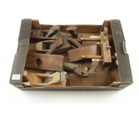 A plough and seven other wood planes including a miniature compass rebate G