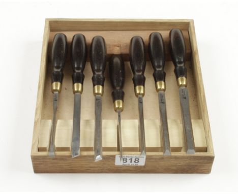A fine and little used set of 7 carving tools by BLUE SPRUCE Toolworks with rosewood/ebony handles F