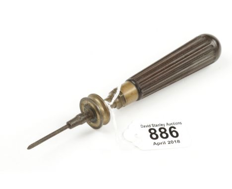 An ebony and brass tool handle by HOLTZAPFFEL & Co with 4 tools in fluted handle G++