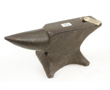 A London pattern anvil by A J WILKINSON Queens Cross Dudley stamped 0.2.1 (two stone, one lb) G++