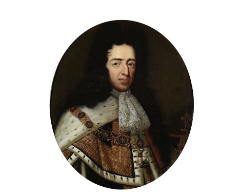 Follower of Sir Godfrey Kneller (Lübeck 1646-1723 London)Portrait of William III, bust-length, in coronation robes oil on can