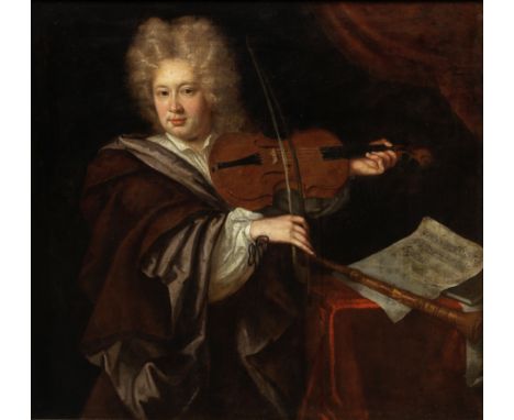 Circle of Johann Kerseboom (active circa 1680-circa 1708 London)Portrait of a violinist, three-quarter-length, with a score f