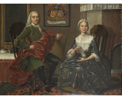 Circle of Cornelis Troost (Amsterdam 1697-1750)Portrait of a couple, possibly Conradus van Bockhorst and Charlotta Eichenbrec