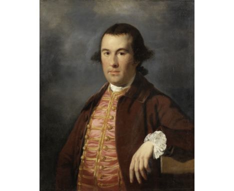 Tilly Kettle (London 1734-1786 Aleppo)Portrait of a gentleman, half-length, in a brown coat and pink and gold waistcoat oil o