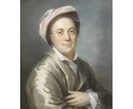 Katherine Read (Forfarshire 1723-1778 ?)Portrait of a gentleman, half-length, in a light mauve robe de chambre and turbanpast