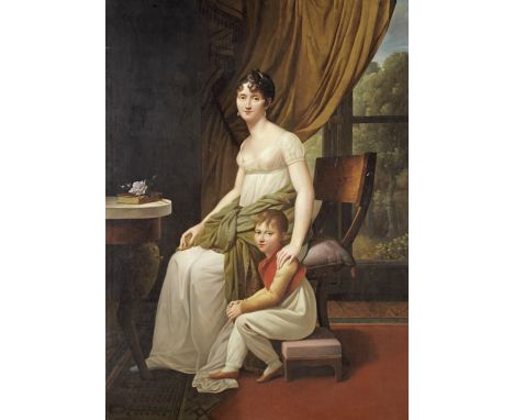 Attributed to Adele Romanée (Paris 1769-1846)Portrait of a mother and child in an interior oil on canvas185.5 x 136.5cm (73 1