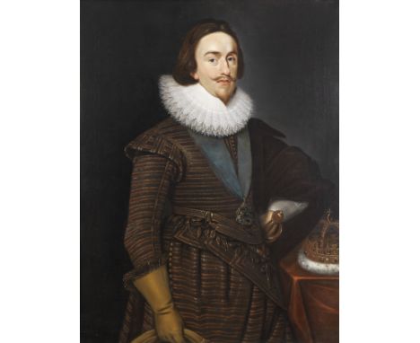 Studio of Daniel Mytens (?Delft 1590-1644 The Hague)Portrait of King Charles I, three-quarter-length, standing, wearing a bro