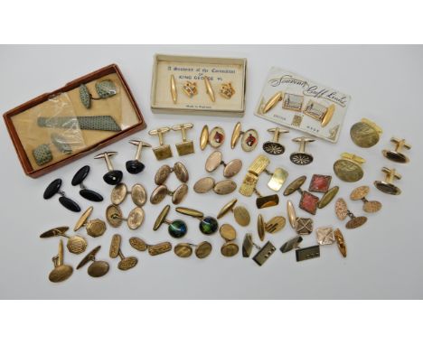 A collection of vintage cufflinks to include some carded examples, gold plated Deco designs etc Condition Report: Available u