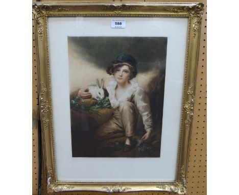 AFTER SIR HENRY RAEBURN Boy with rabbit, mezzotint, 37 x 28cm Condition Report: Available upon request