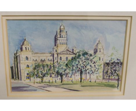 LESLIE MAIN Glasgow City Chambers, signed, watercolour, 19 X 29cm and ANDA PATERSON signed, print, 20 x 24cm (2) Condition Re
