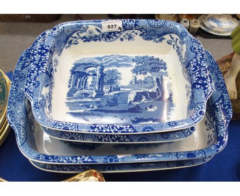 Four Copeland Spode Italian pattern oven to table dishes comprising two 39.5cm wide and two 30cm wide (4) Condition Report: O