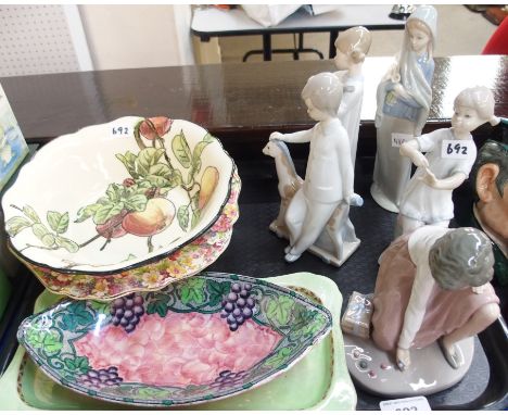 Assorted ceramics including Doulton, Maling etc together with Lladro and Nao figures Condition Report: Available upon request