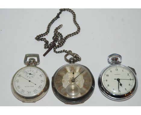 A Victorian silver cased pocket watch, Chester, 1890, white-metal Elgin timer and Ingersoll pocket watch Condition Report: Av