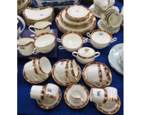 Royal Crown Derby 'Cloisonne' pattern tea and dinnerwares comprising; six 27cm diameter plates, six 21.7cm diameter plates, s