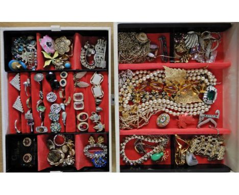 A jewellery box full of vintage costume jewellery Condition Report: Available upon request