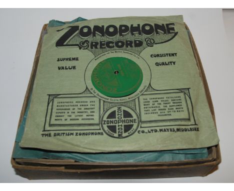 A Zonophone Records box and various records Condition Report: Available upon request