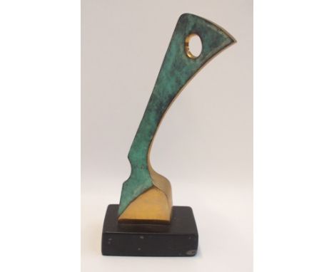 •Gordon Lochhead - a bronze sculpture with verdigris, signed and dated 89, 20cm high Condition Report: Light spotting on the 