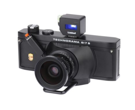 A Linhof Technorama 617S Medium Format Panoramic Camera,1988, black, serial no. B051196, with Schneider Super-Angulon f/5.6 9