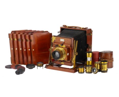 Half Plate Brass &amp; Mahogany Sanderson Camera Outfit With Provenance,English, c.1900, the camera signed 'The Sanderson H. 