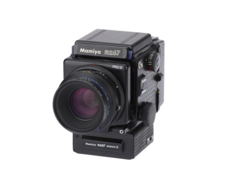 A Mamiya RZ67 Pro II Medium Format Camera,1994-2002, black, serial no. 0H3455, with Mamiya-Sekor Z f/2.8 110mm lens, black, s