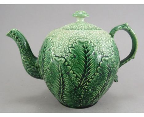 A fine late eighteenth century moulded creamware Greatbatch Whieldon cauliflower teapot and cover, c. 1780. 21 cm wide. Condi