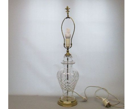 A Waterford Crystal Table Lamp complete with fittings.  No shade   unboxed Not tested Date 20th century Size  72cm high Condi