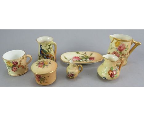 A group of early twentieth century Royal Worcester blush ivory miniature wares, c. 1910-30. To include: a four jugs (one by L