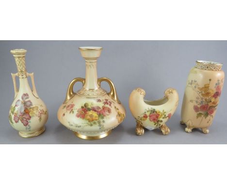 A group of early twentieth century Royal Worcester blush ivory wares, c. 1910-30. To include: two different forms of two-hand