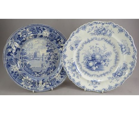 Two early nineteenth century blue and white transfer-printed plates, c. 1825. To include: a William Smith Fruit Basket patter