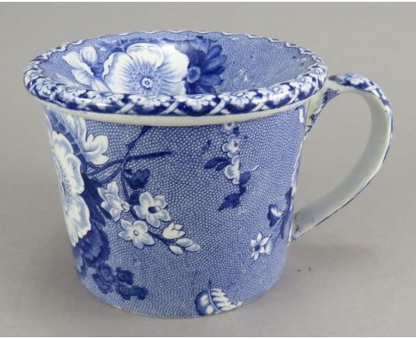 An early nineteenth century blue and white transfer-printed Minton Semi China spittoon , c. 1820. It has the Semi China seal 